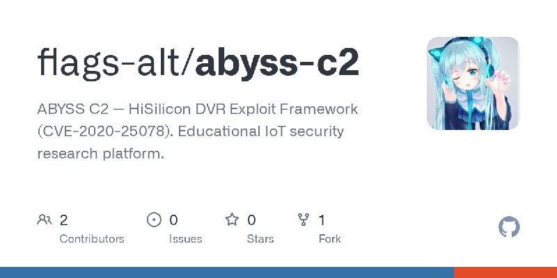 GitHub - flags-alt/abyss-c2: ABYSS C2 — HiSilicon DVR Exploit Framework (CVE-2020-25078). Educational IoT security research platform.