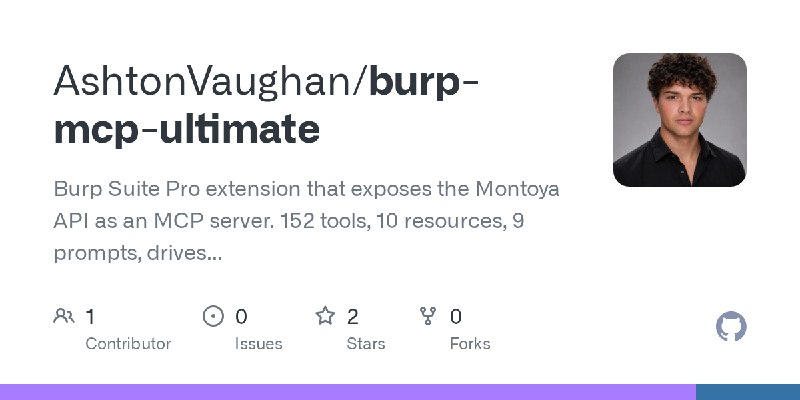 GitHub - AshtonVaughan/burp-mcp-ultimate: Burp Suite Pro extension that exposes the Montoya API as an MCP server. 152 tools, 10…