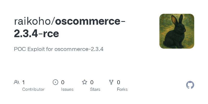GitHub - raikoho/oscommerce-2.3.4-rce: POC Exploit for oscommerce-2.3.4