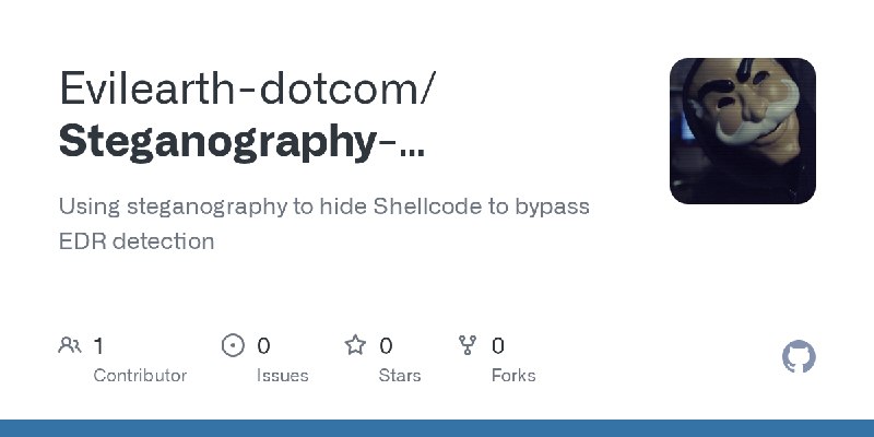 GitHub - Evilearth-dotcom/Steganography-bypassing-EDR: Using steganography to hide Shellcode to bypass EDR detection