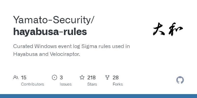 GitHub - Yamato-Security/hayabusa-rules: Curated Windows event log Sigma rules used in Hayabusa and Velociraptor.