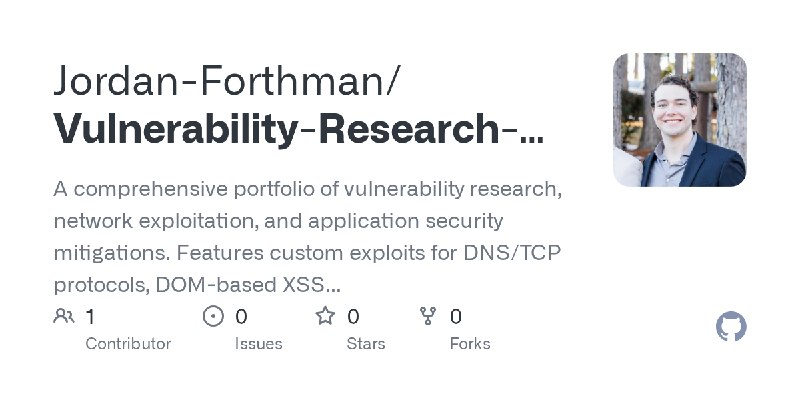 GitHub - Jordan-Forthman/Vulnerability-Research-Portfolio: A comprehensive portfolio of vulnerability research, network exploitation…