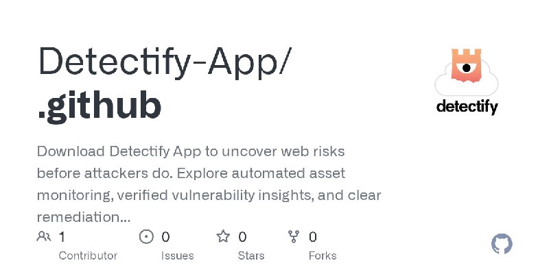 GitHub - Detectify-App/.github: Download Detectify App to uncover web risks before attackers do. Explore automated asset monitoring…