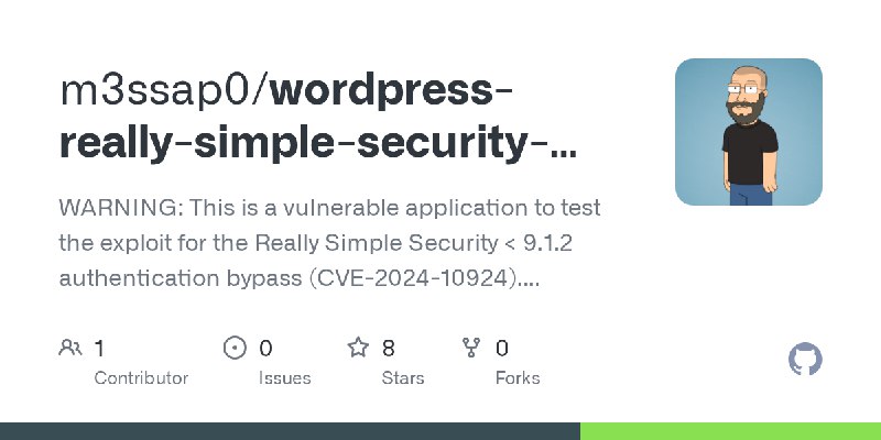 GitHub - m3ssap0/wordpress-really-simple-security-authn-bypass-vulnerable-application: WARNING: This is a vulnerable application…