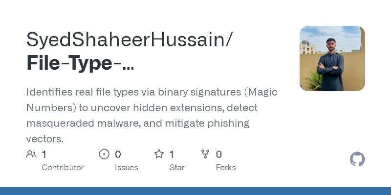 GitHub - SyedShaheerHussain/File-Type-Identifier_V1_GUI_Python: Identifies real file types via binary signatures (Magic Numbers)…