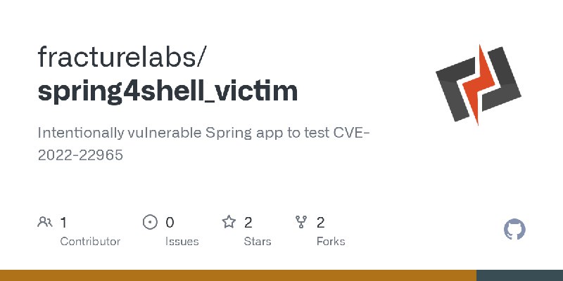 GitHub - fracturelabs/spring4shell_victim: Intentionally vulnerable Spring app to test CVE-2022-22965