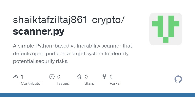 GitHub - shaiktafziltaj861-crypto/scanner.py: A simple Python-based vulnerability scanner that detects open ports on a target system…