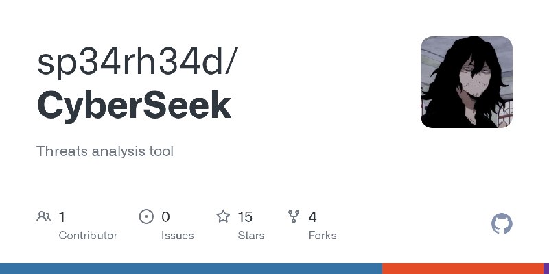 GitHub - sp34rh34d/CyberSeek: Threats analysis tool