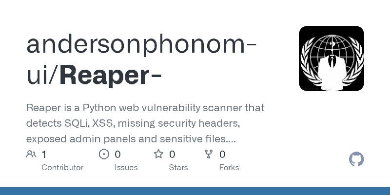 GitHub - andersonphonom-ui/Reaper-: Reaper is a Python web vulnerability scanner that detects SQLi, XSS, missing security headers…
