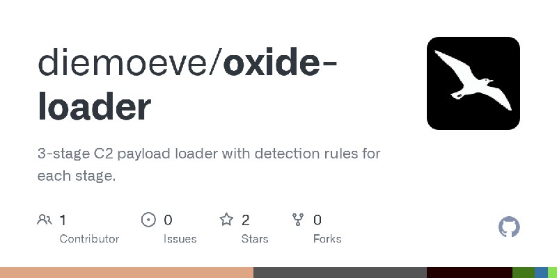 GitHub - diemoeve/oxide-loader: 3-stage C2 payload loader with detection rules for each stage.