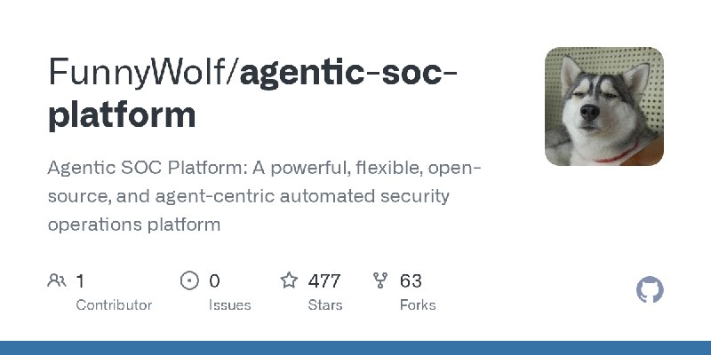 GitHub - FunnyWolf/agentic-soc-platform: Agentic SOC Platform: A powerful, flexible, open-source, and agent-centric automated security…