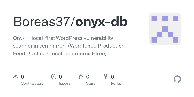 GitHub - Boreas37/onyx-db: Onyx — local-first WordPress vulnerability scanner'ın veri mirror'ı (Wordfence Production Feed, günlük…