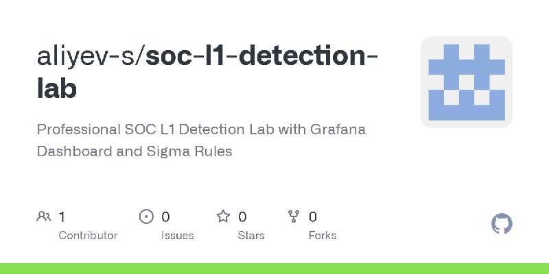 GitHub - aliyev-s/soc-l1-detection-lab: Professional SOC L1 Detection Lab with Grafana Dashboard and Sigma Rules
