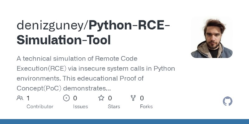 GitHub - denizguney/Python-RCE-Simulation-Tool: A technical simulation of Remote Code Execution(RCE) via insecure system calls…