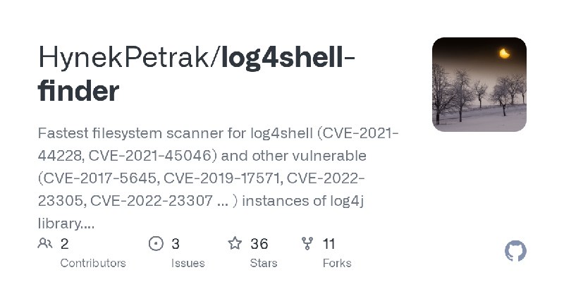 GitHub - HynekPetrak/log4shell-finder: Fastest filesystem scanner for log4shell (CVE-2021-44228, CVE-2021-45046) and other vulnerable…