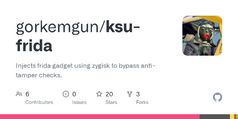 GitHub - gorkemgun/ksu-frida: Injects frida gadget using zygisk to bypass anti-tamper checks.