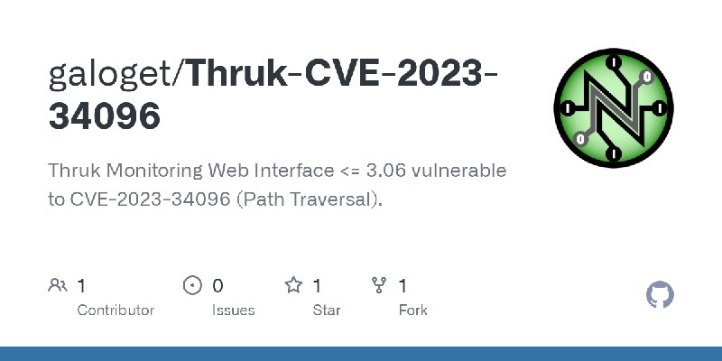 GitHub - galoget/Thruk-CVE-2023-34096: Thruk Monitoring Web Interface <= 3.06 vulnerable to CVE-2023-34096 (Path Traversal).