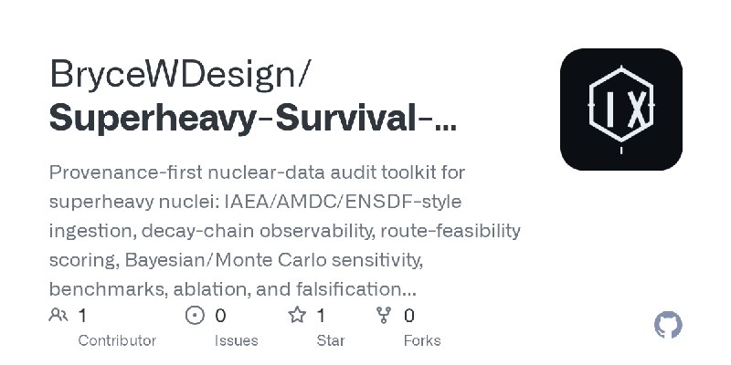 GitHub - BryceWDesign/Superheavy-Survival-Audit: Provenance-first nuclear-data audit toolkit for superheavy nuclei: IAEA/AMDC/ENSDF…