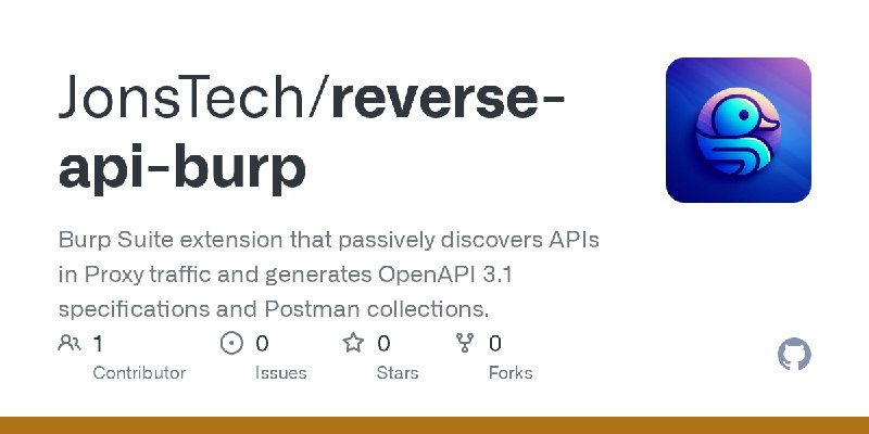 GitHub - JonsTech/reverse-api-burp: Burp Suite extension that passively discovers APIs in Proxy traffic and generates OpenAPI 3.1…