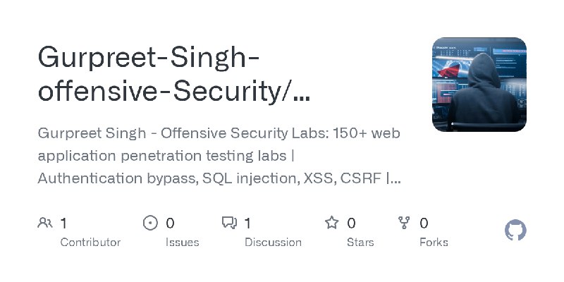 GitHub - Gurpreet-Singh-offensive-Security/Offensive-Security-Labs: Gurpreet Singh - Offensive Security Labs: 150+ web application…