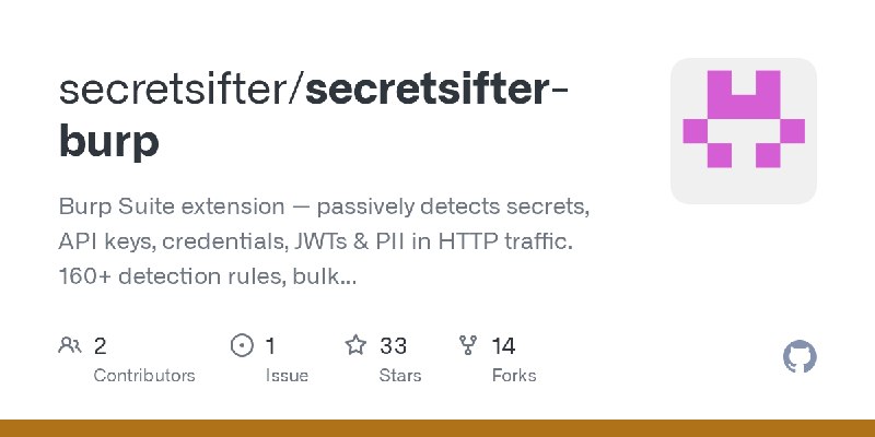 GitHub - secretsifter/secretsifter-burp: Burp Suite extension — passively detects secrets, API keys, credentials, JWTs & PII in…