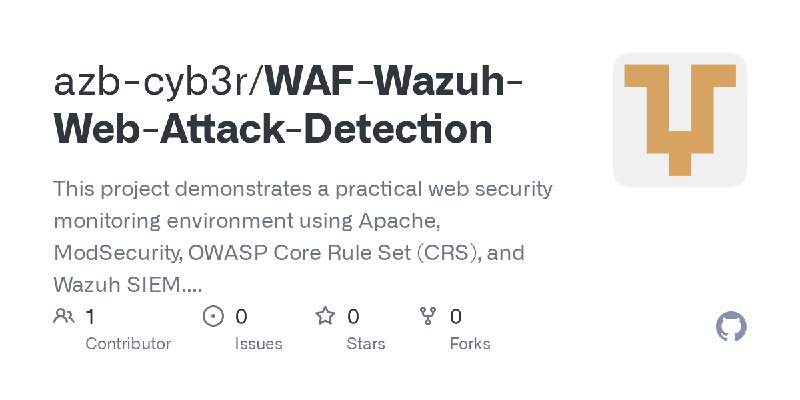 GitHub - azb-cyb3r/WAF-Wazuh-Web-Attack-Detection: This project demonstrates a practical web security monitoring environment using…