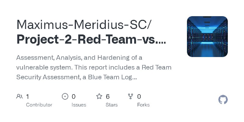 GitHub - Maximus-Meridius-SC/Project-2-Red-Team-vs.-Blue-Team: Assessment, Analysis, and Hardening of a vulnerable system. This…