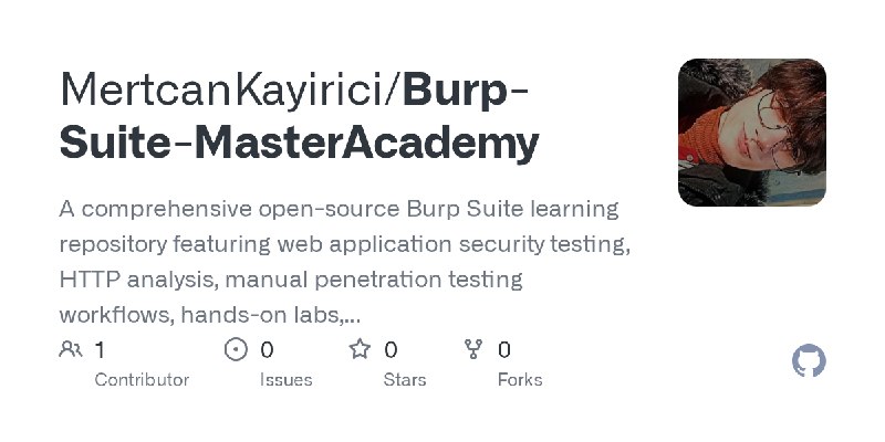 GitHub - MertcanKayirici/Burp-Suite-MasterAcademy: A comprehensive open-source Burp Suite learning repository featuring web application…