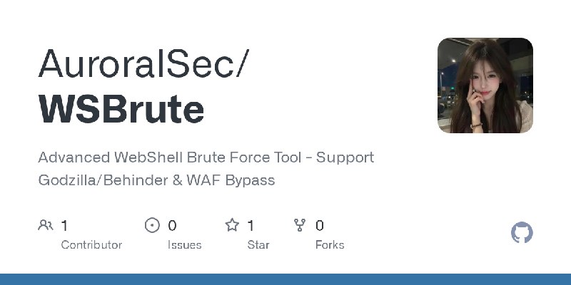 GitHub - AuroralSec/WSBrute: Advanced WebShell Brute Force Tool - Support Godzilla/Behinder & WAF Bypass
