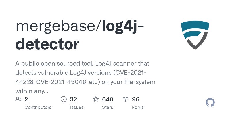 GitHub - mergebase/log4j-detector: A public open sourced tool.  Log4J scanner that detects vulnerable Log4J versions (CVE-2021…