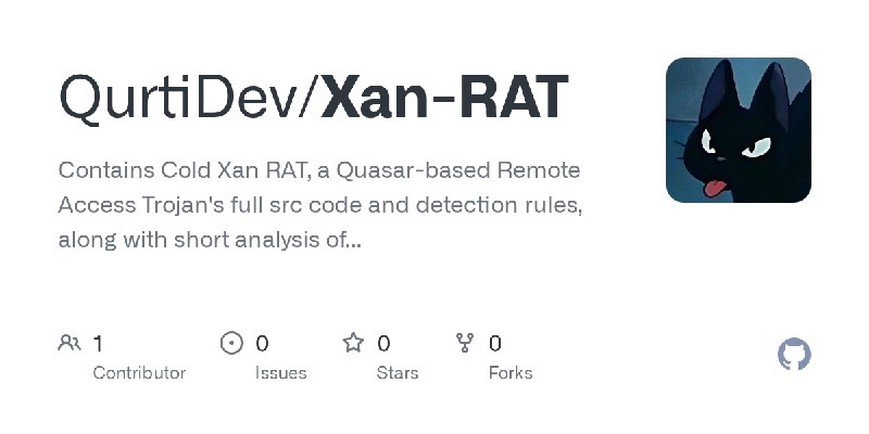 GitHub - QurtiDev/Xan-RAT: Contains Cold Xan RAT, a Quasar-based Remote Access Trojan's full src code and detection rules, along…
