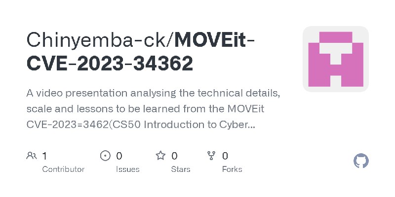 GitHub - Chinyemba-ck/MOVEit-CVE-2023-34362: A video presentation analysing the technical details, scale and lessons to be learned…