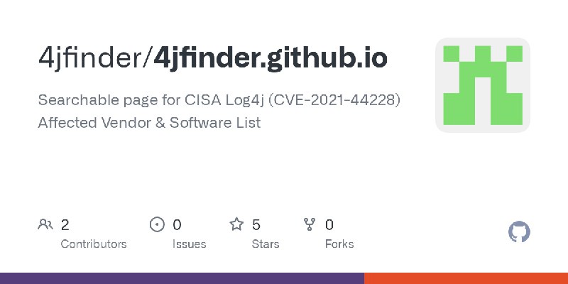 GitHub - 4jfinder/4jfinder.github.io: Searchable page for CISA Log4j (CVE-2021-44228) Affected Vendor & Software List