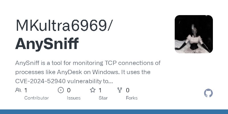 GitHub - MKultra6969/AnySniff: AnySniff is a tool for monitoring TCP connections of processes like AnyDesk on Windows. It uses…