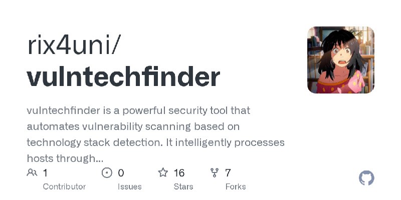 GitHub - rix4uni/vulntechfinder: vulntechfinder is a powerful security tool that automates vulnerability scanning based on technology…