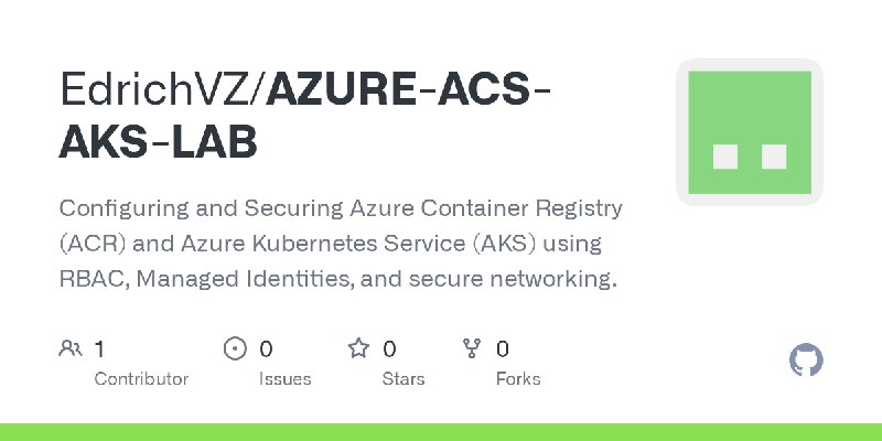GitHub - EdrichVZ/AZURE-ACS-AKS-LAB: Configuring and Securing Azure Container Registry (ACR) and Azure Kubernetes Service (AKS)…