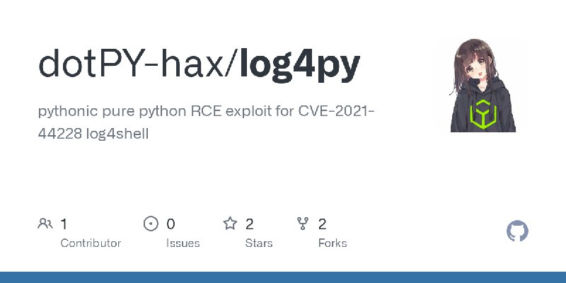 GitHub - dotPY-hax/log4py: pythonic pure python RCE exploit for CVE-2021-44228 log4shell