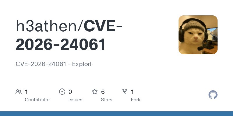 GitHub - h3athen/CVE-2026-24061: CVE-2026-24061 - Exploit