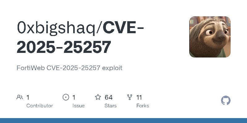 GitHub - 0xbigshaq/CVE-2025-25257: FortiWeb CVE-2025-25257 exploit