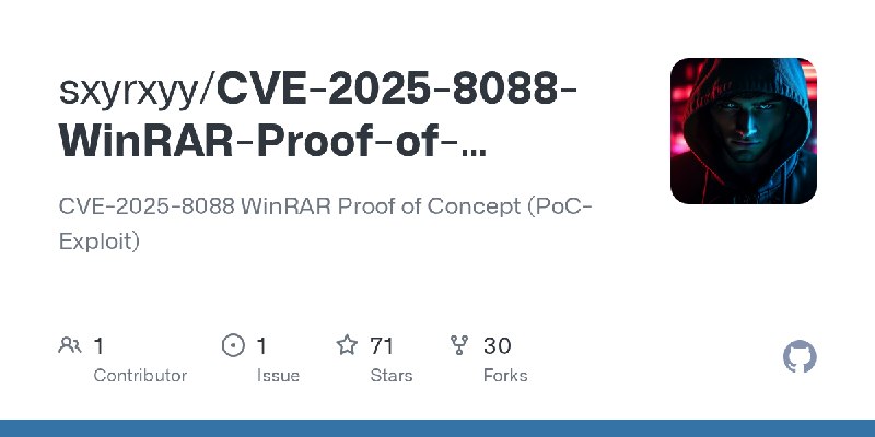 GitHub - sxyrxyy/CVE-2025-8088-WinRAR-Proof-of-Concept-PoC-Exploit-: CVE-2025-8088 WinRAR Proof of Concept (PoC-Exploit)