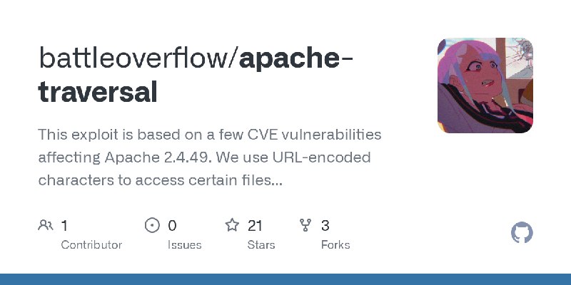 GitHub - battleoverflow/apache-traversal: This exploit is based on a few CVE vulnerabilities affecting Apache 2.4.49. We use URL…