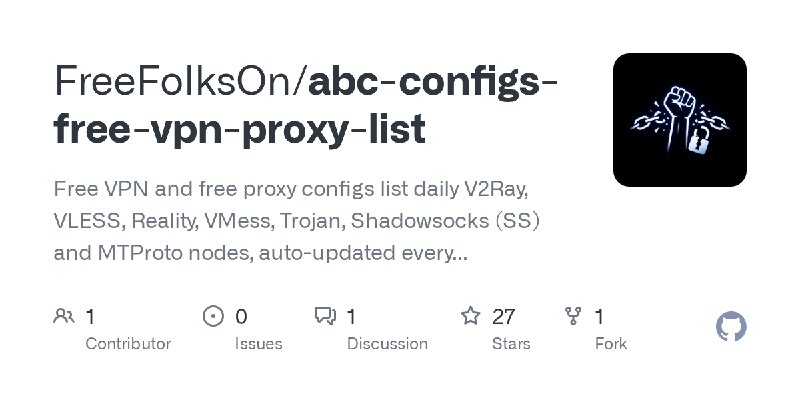 GitHub - FreeFolksOn/abc-configs-free-vpn-proxy-list: Free VPN and free proxy configs list daily V2Ray, VLESS, Reality, VMess,…
