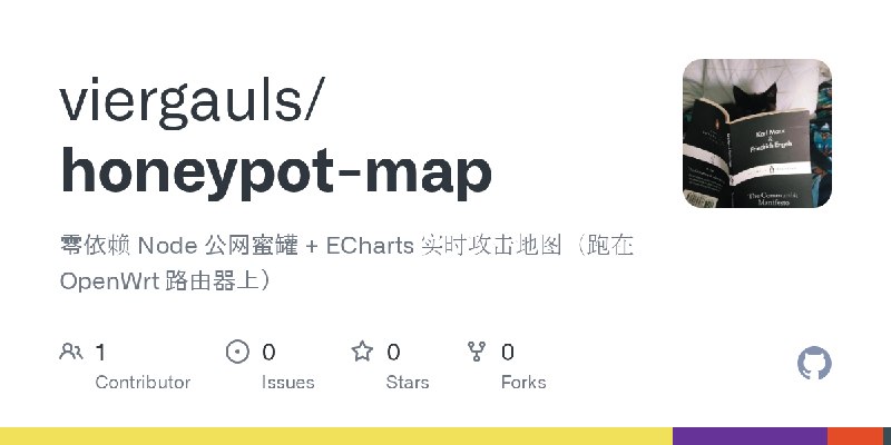 GitHub - viergauls/honeypot-map: 零依赖 Node 公网蜜罐 + ECharts 实时攻击地图（跑在 OpenWrt 路由器上）