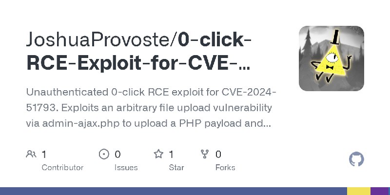 GitHub - JoshuaProvoste/0-click-RCE-Exploit-for-CVE-2024-51793: Unauthenticated 0-click RCE exploit for CVE-2024-51793. Exploits…