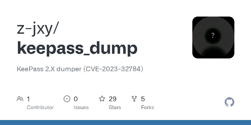 GitHub - z-jxy/keepass_dump: KeePass 2.X dumper (CVE-2023-32784)