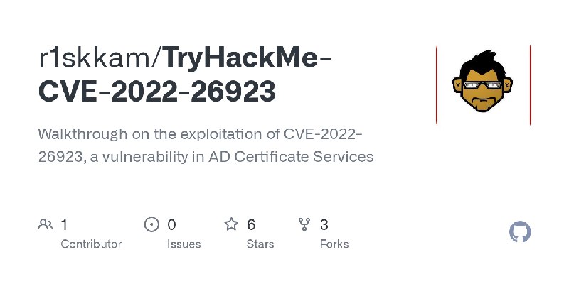 GitHub - r1skkam/TryHackMe-CVE-2022-26923: Walkthrough on the exploitation of CVE-2022-26923, a vulnerability in AD Certificate…