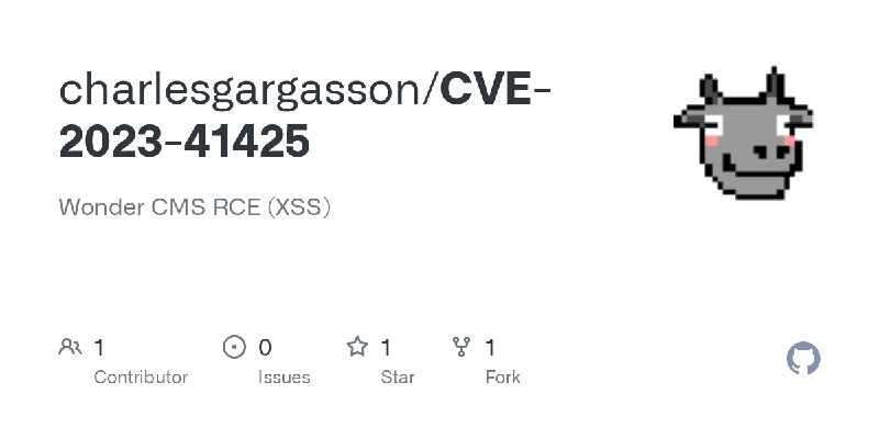 GitHub - charlesgargasson/CVE-2023-41425: Wonder CMS RCE (XSS)
