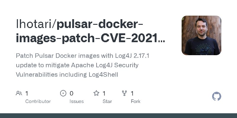 GitHub - lhotari/pulsar-docker-images-patch-CVE-2021-44228: Patch Pulsar Docker images with Log4J 2.17.1 update to mitigate Apache…