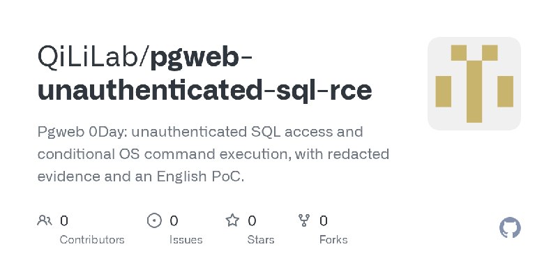 QiLiLab/pgweb-unauthenticated-sql-rce