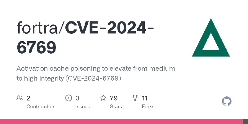 GitHub - fortra/CVE-2024-6769: Activation cache poisoning to elevate from medium to high integrity (CVE-2024-6769)